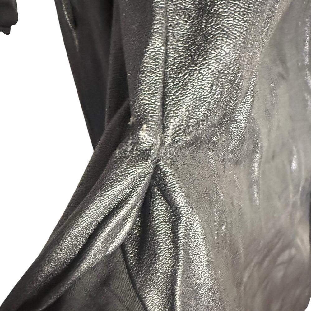 Jason Wu Black Vegan Faux Leather Fringed Tie Waist Long Trench Coat Size XL - Picture 14 of 16